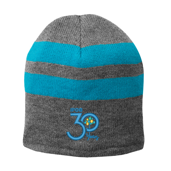 Fleece Lined Striped Beanie Cap Thumbnail